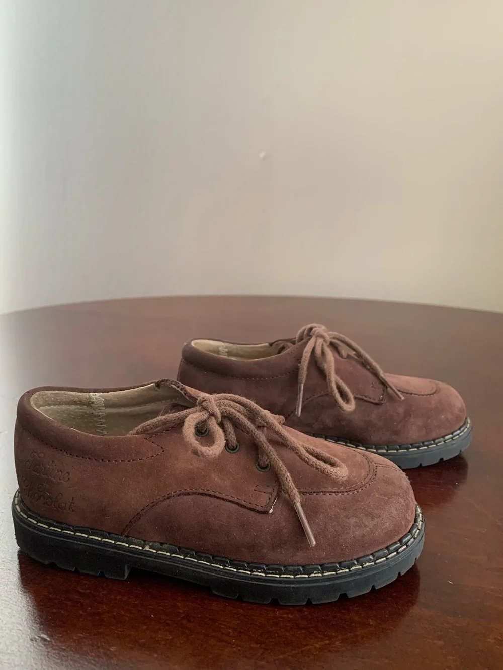 Vintage Tartine et Chocolat Toddler Brown Suede Lace-Up Casual Shoes